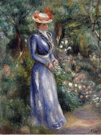 Woman In A Blue Dress By Pierre Auguste Renoir Fine Art Print