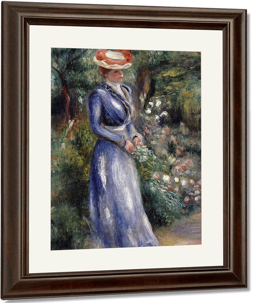 Woman In A Blue Dress By Pierre Auguste Renoir Fine Art Print