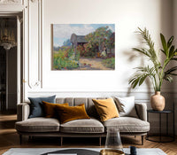 Woman In A Garden Sewing By Joseph Kleitsch Fine Art Print