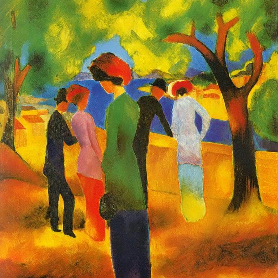 Woman In A Green Jacket By August Macke Fine Art Print