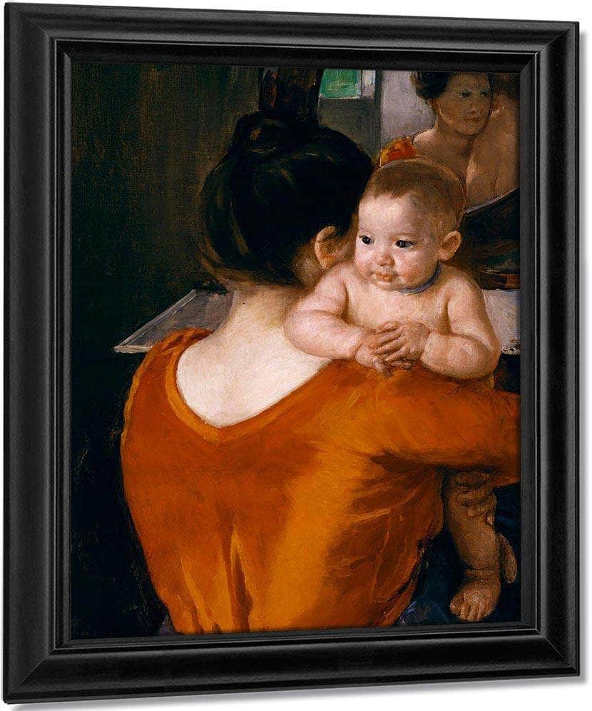 Woman In A Red Bodice And Her Child By Cassatt Mary Fine Art Print