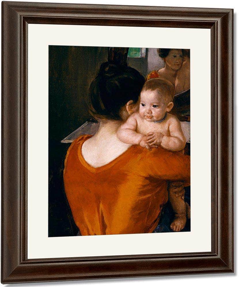 Woman In A Red Bodice And Her Child By Cassatt Mary Fine Art Print