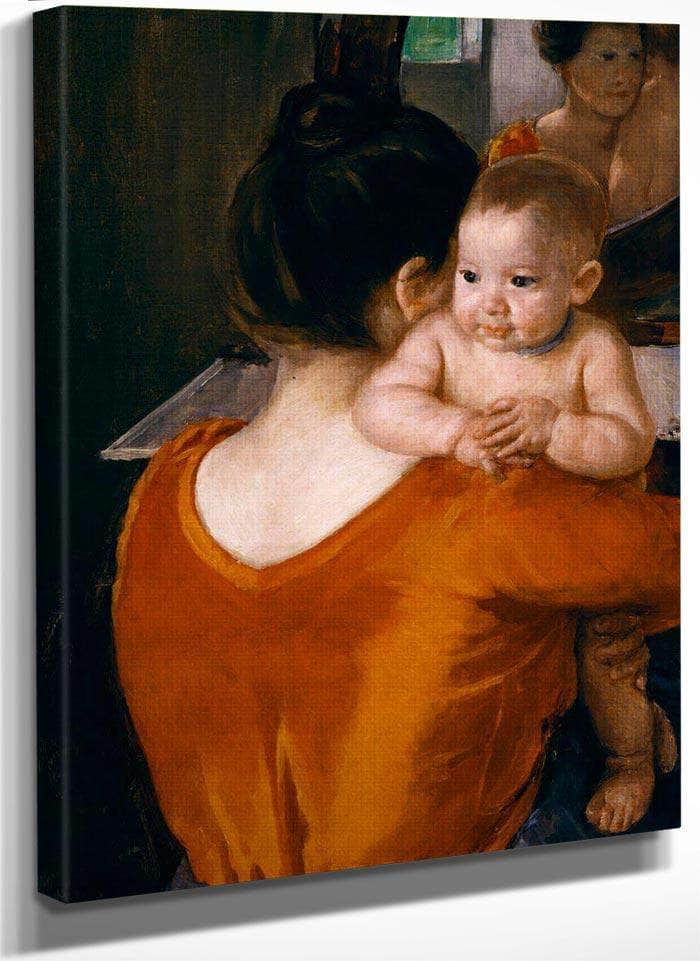 Woman In A Red Bodice And Her Child By Cassatt Mary Fine Art Print
