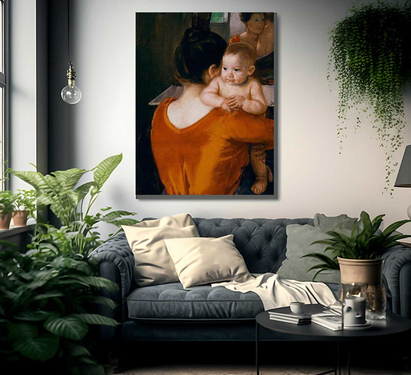 Woman In A Red Bodice And Her Child By Cassatt Mary Fine Art Print