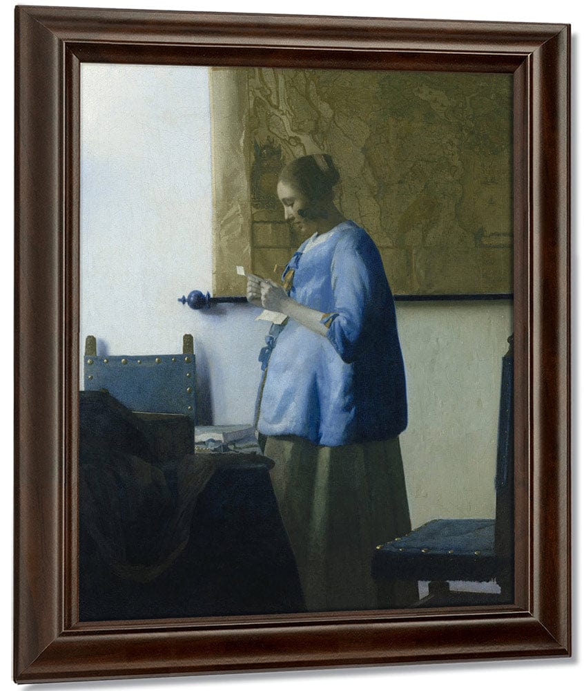 Woman In Blue Reading A Letter By Johannes Vermeer Fine Art Print