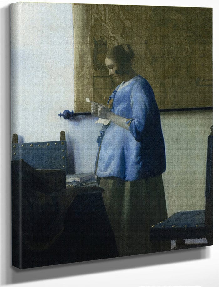 Woman In Blue Reading A Letter By Johannes Vermeer Fine Art Print