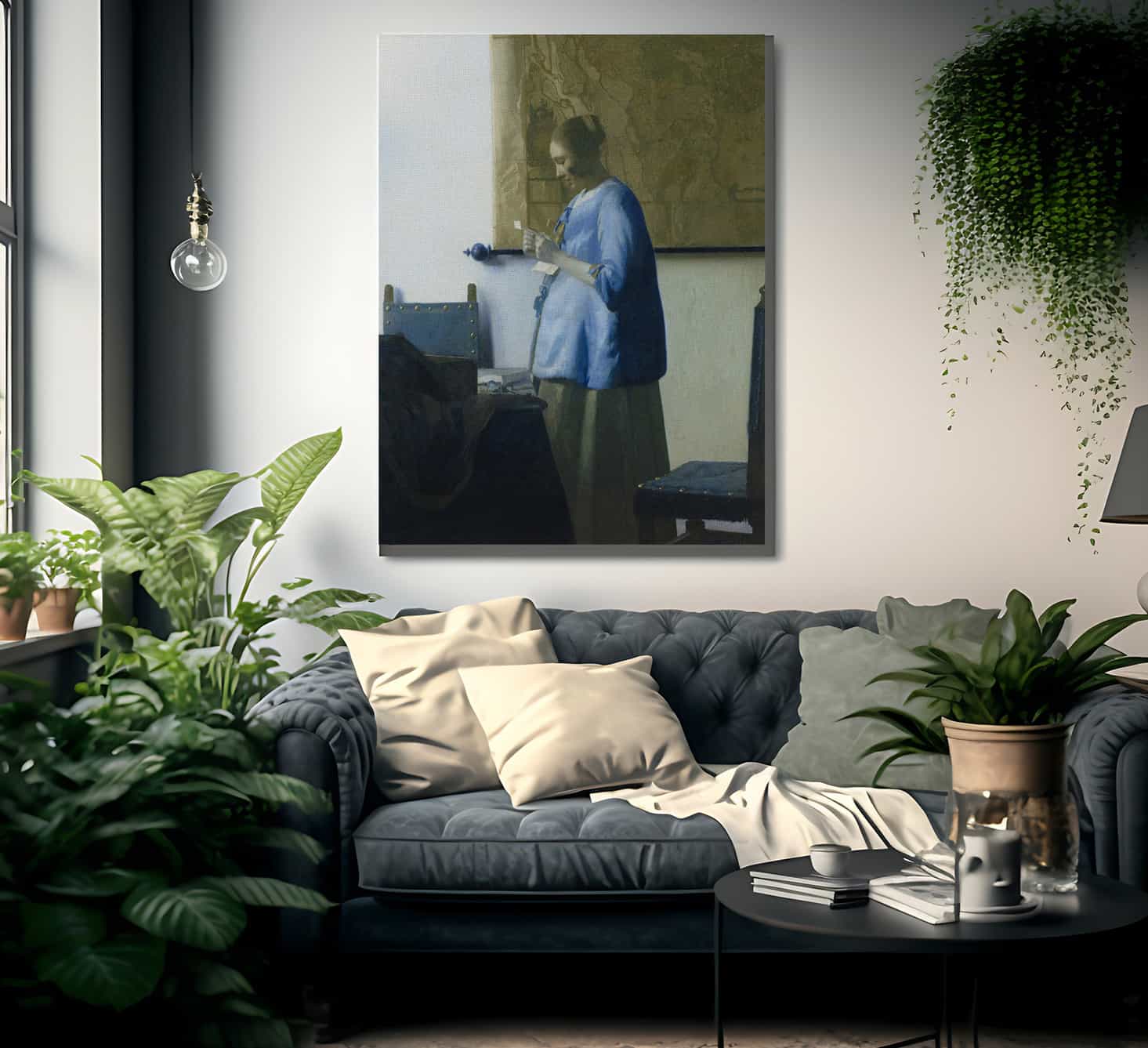 Woman In Blue Reading A Letter By Johannes Vermeer Fine Art Print