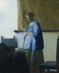Woman In Blue Reading A Letter By Johannes Vermeer Fine Art Print