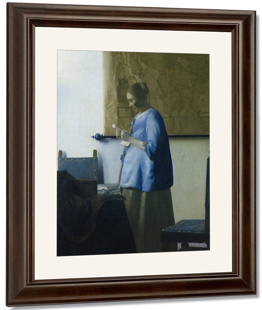 Woman In Blue Reading A Letter By Johannes Vermeer Fine Art Print