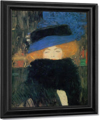 Woman In Hat With Feather Boa By Gustav Klimt Fine Art Print