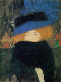 Woman In Hat With Feather Boa By Gustav Klimt Fine Art Print