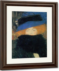 Woman In Hat With Feather Boa By Gustav Klimt Fine Art Print