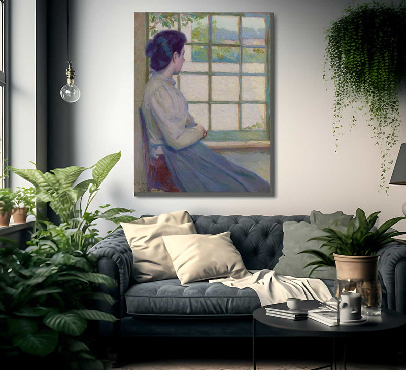 Woman Looking Out A Window Portrait Of A.M. Hooey 1895 By John La Farge Fine Art Print