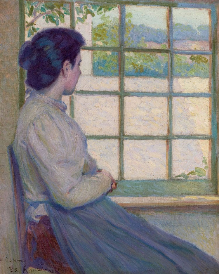 Woman Looking Out A Window Portrait Of A.M. Hooey 1895 By John La Farge Fine Art Print