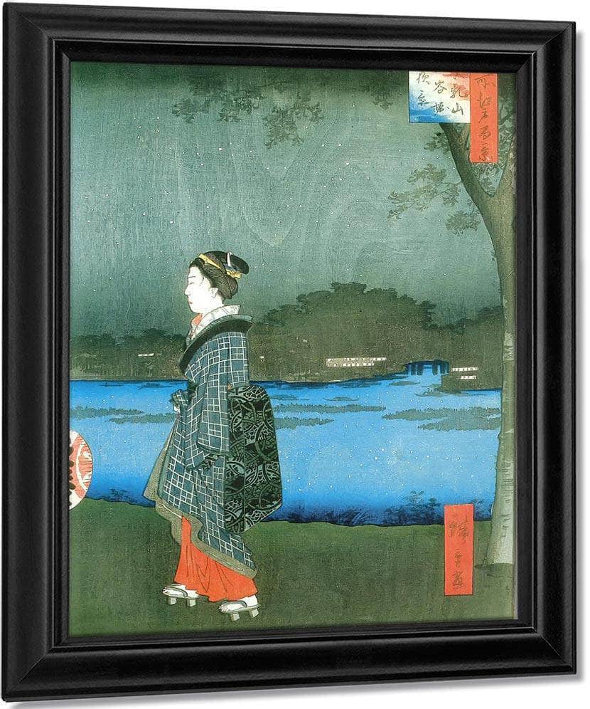 Woman On A River Bank In The Evening By Hiroshige Fine Art Print