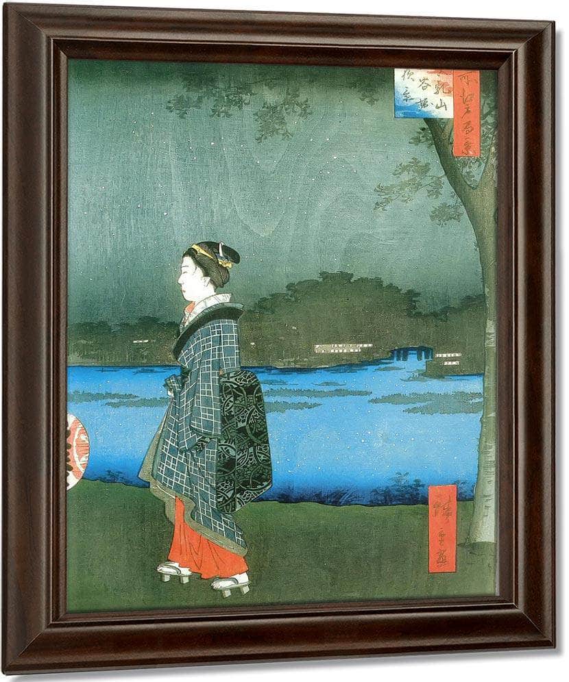 Woman On A River Bank In The Evening By Hiroshige Fine Art Print