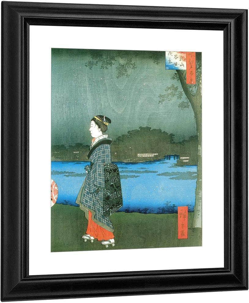 Woman On A River Bank In The Evening By Hiroshige Fine Art Print