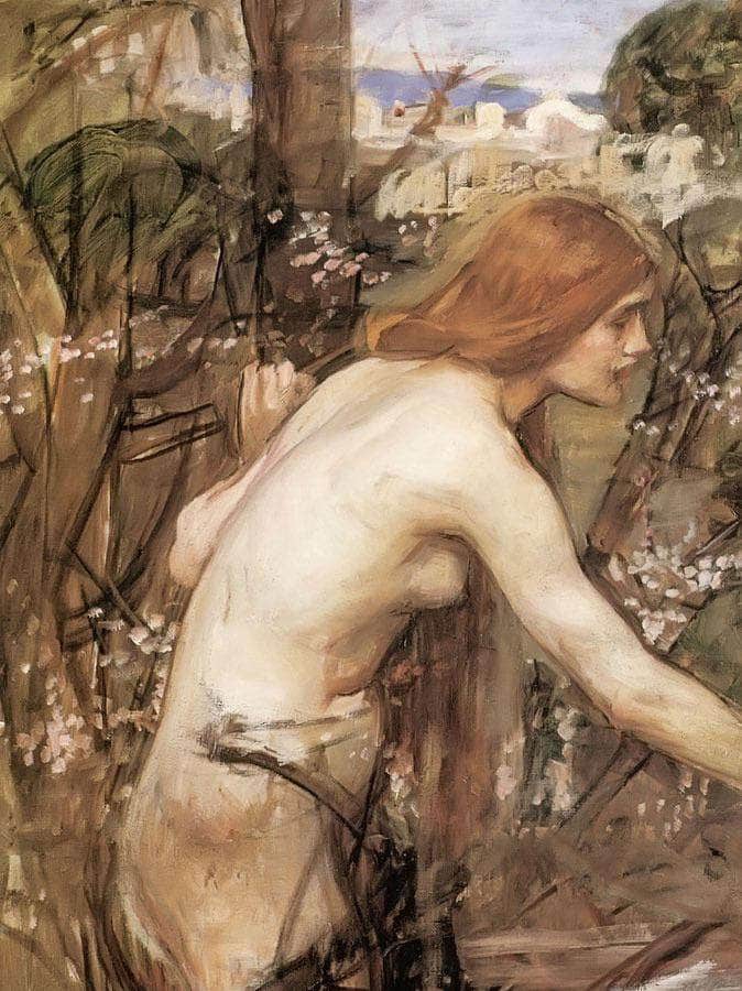 Woman Picking Flowers By John Waterhouse Fine Art Print