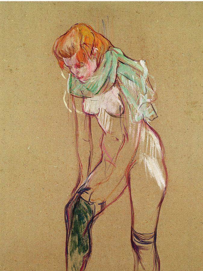 Woman Pulling Up Her Stocking By Henri Marie Raymond De Toulouse Lautrec Monfa Fine Art Print