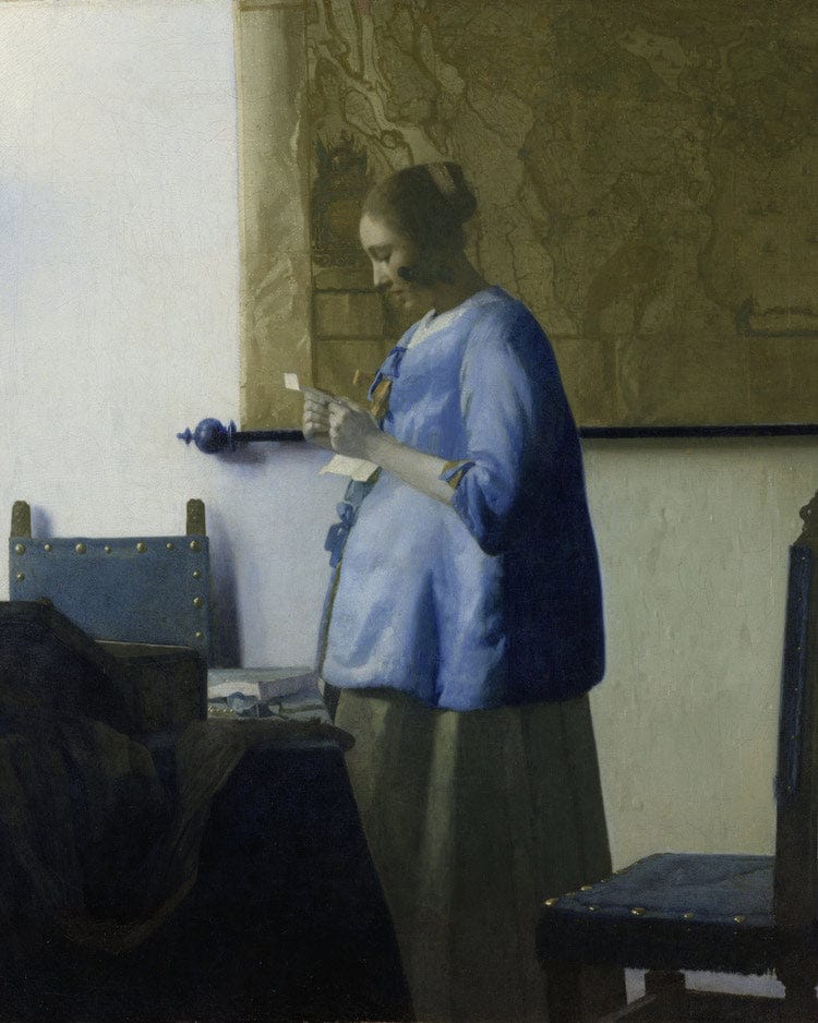 Woman Reading A Letter 1663 By Johannes Vermeer Fine Art Print