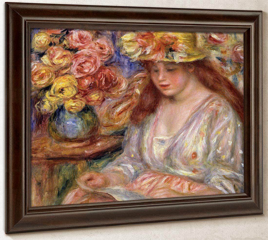 Woman Reading By Pierre August Renoir Fine Art Print