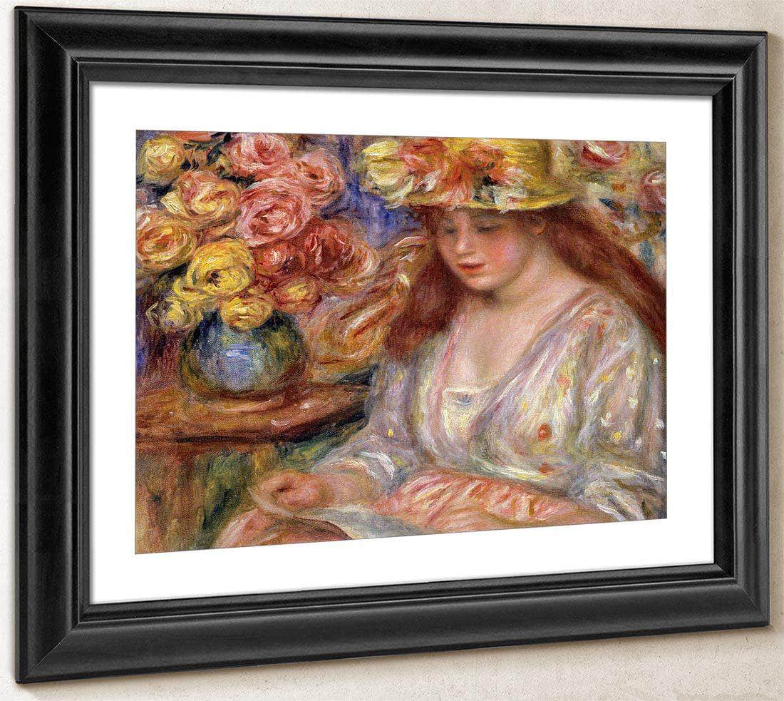 Woman Reading By Pierre August Renoir Fine Art Print