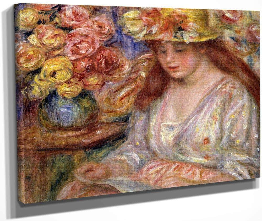 Woman Reading By Pierre August Renoir Fine Art Print