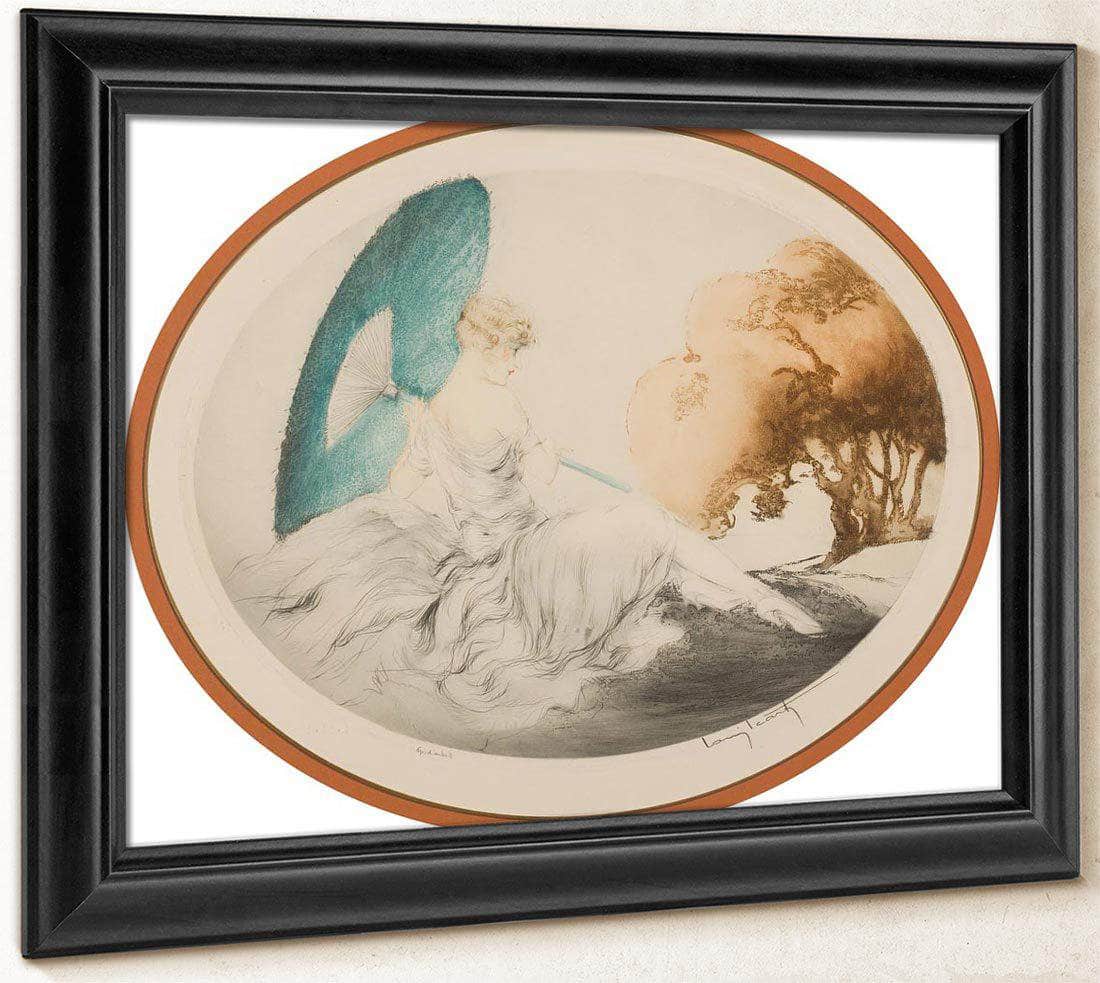 Woman Reclining With Parasol By Louis Icart Fine Art Print