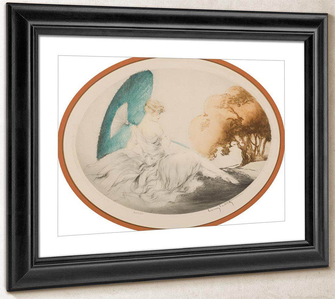 Woman Reclining With Parasol By Louis Icart Fine Art Print