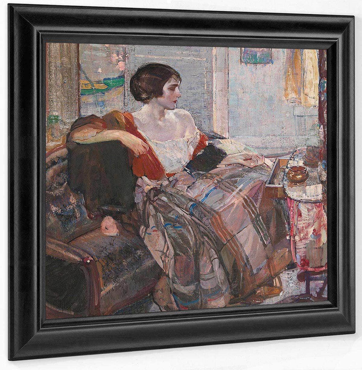 Woman Seated At A Dressing Table By Richard Edward Miller Fine Art Print