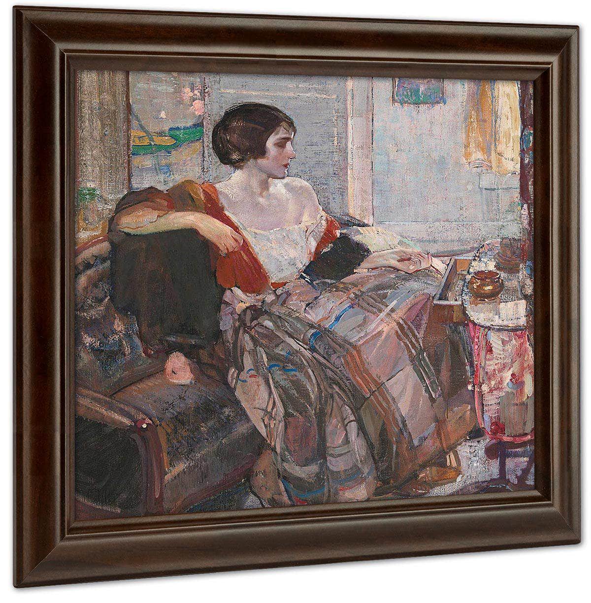 Woman Seated At A Dressing Table By Richard Edward Miller Fine Art Print