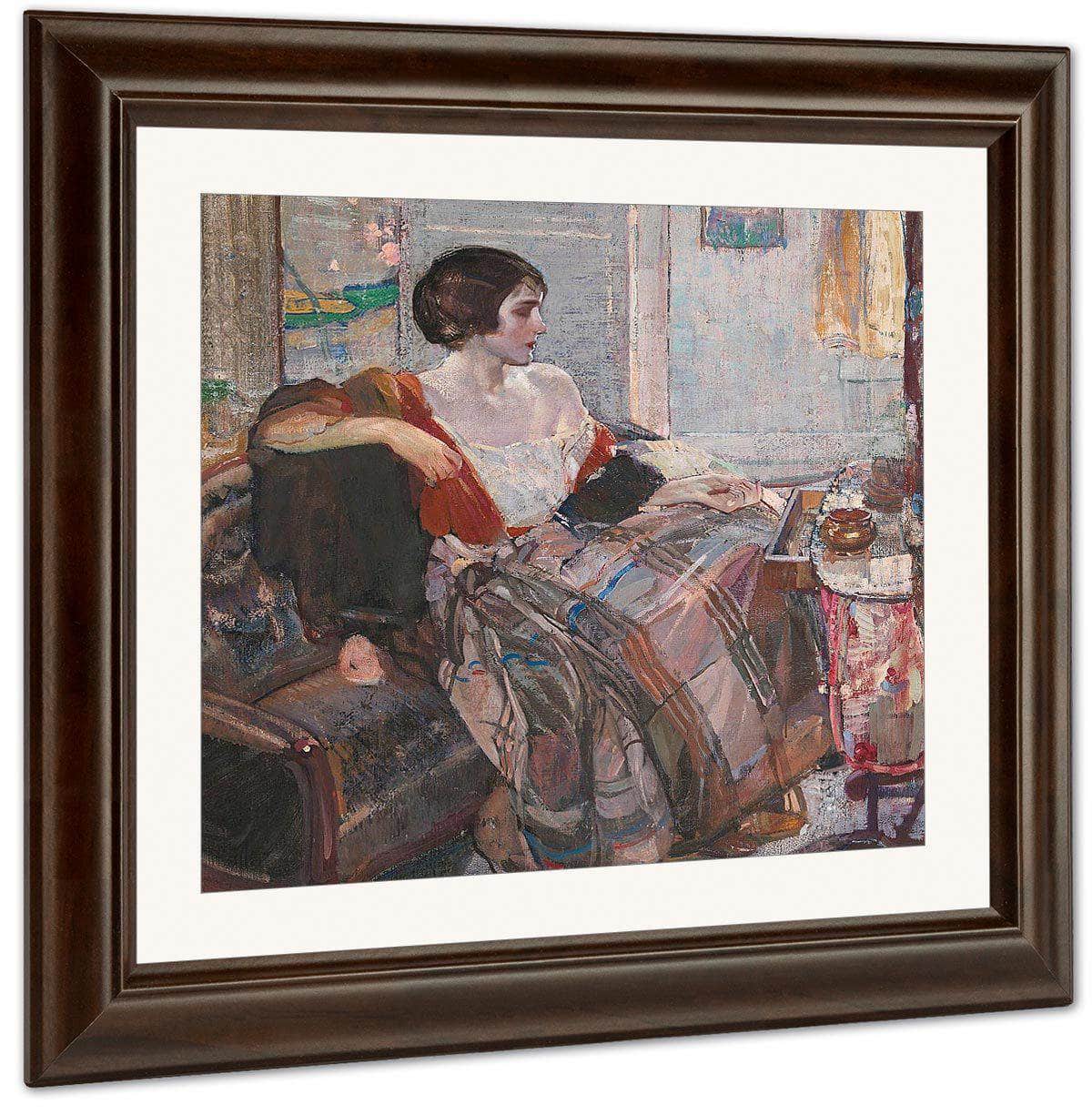 Woman Seated At A Dressing Table By Richard Edward Miller Fine Art Print