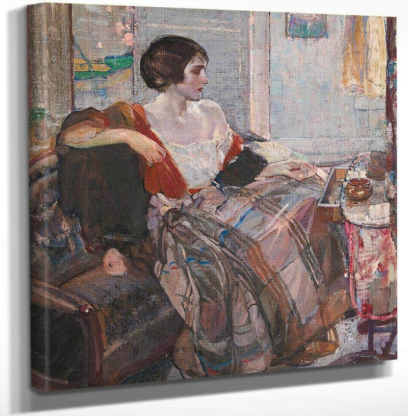 Woman Seated At A Dressing Table By Richard Edward Miller Fine Art Print