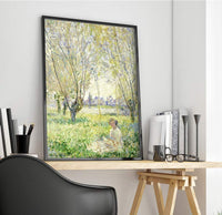 Woman Seated Under The Willows Painting Claude Monet Canvas Art Fine Art Print