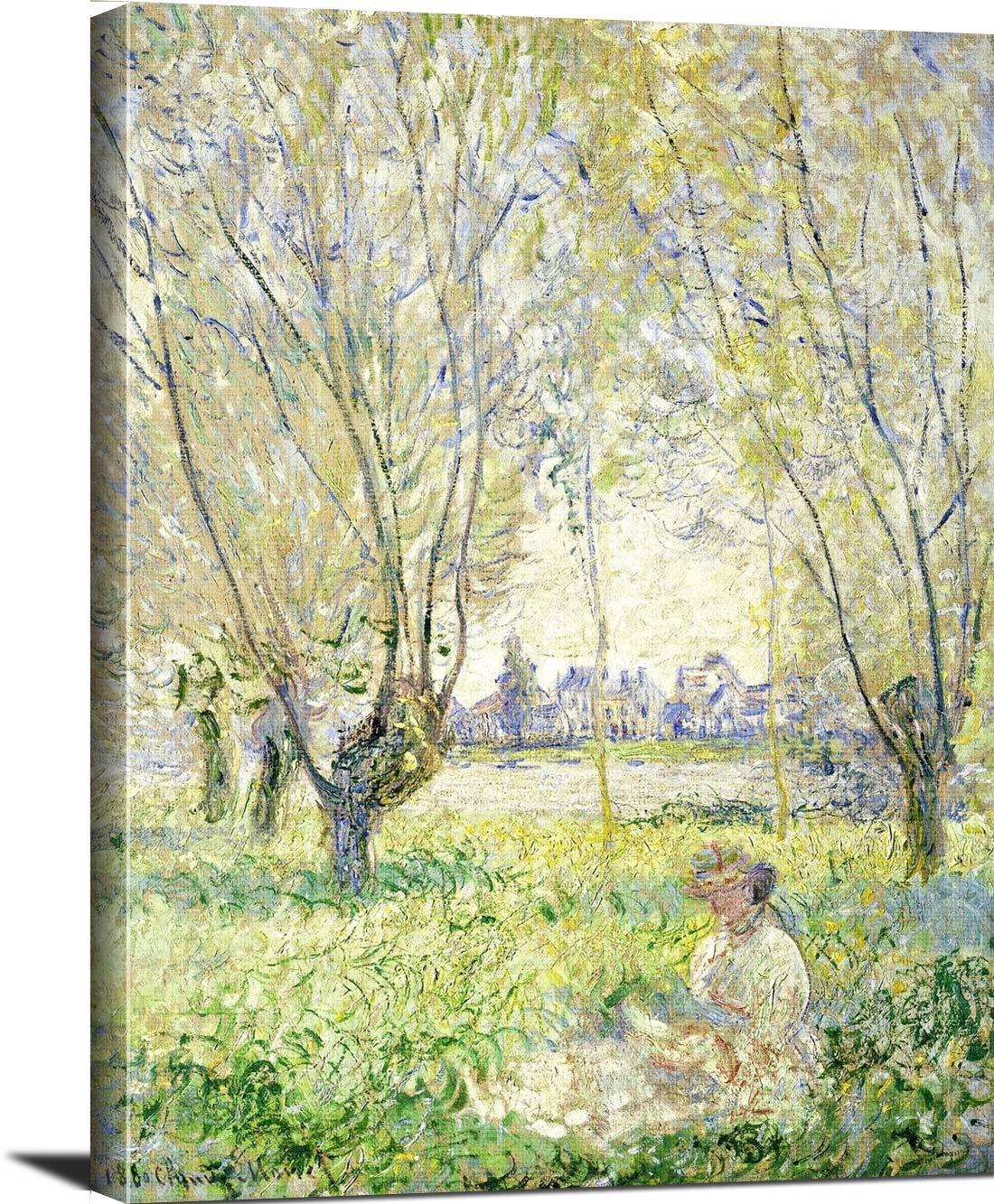 Woman Seated Under The Willows Painting Claude Monet Canvas Art Fine Art Print