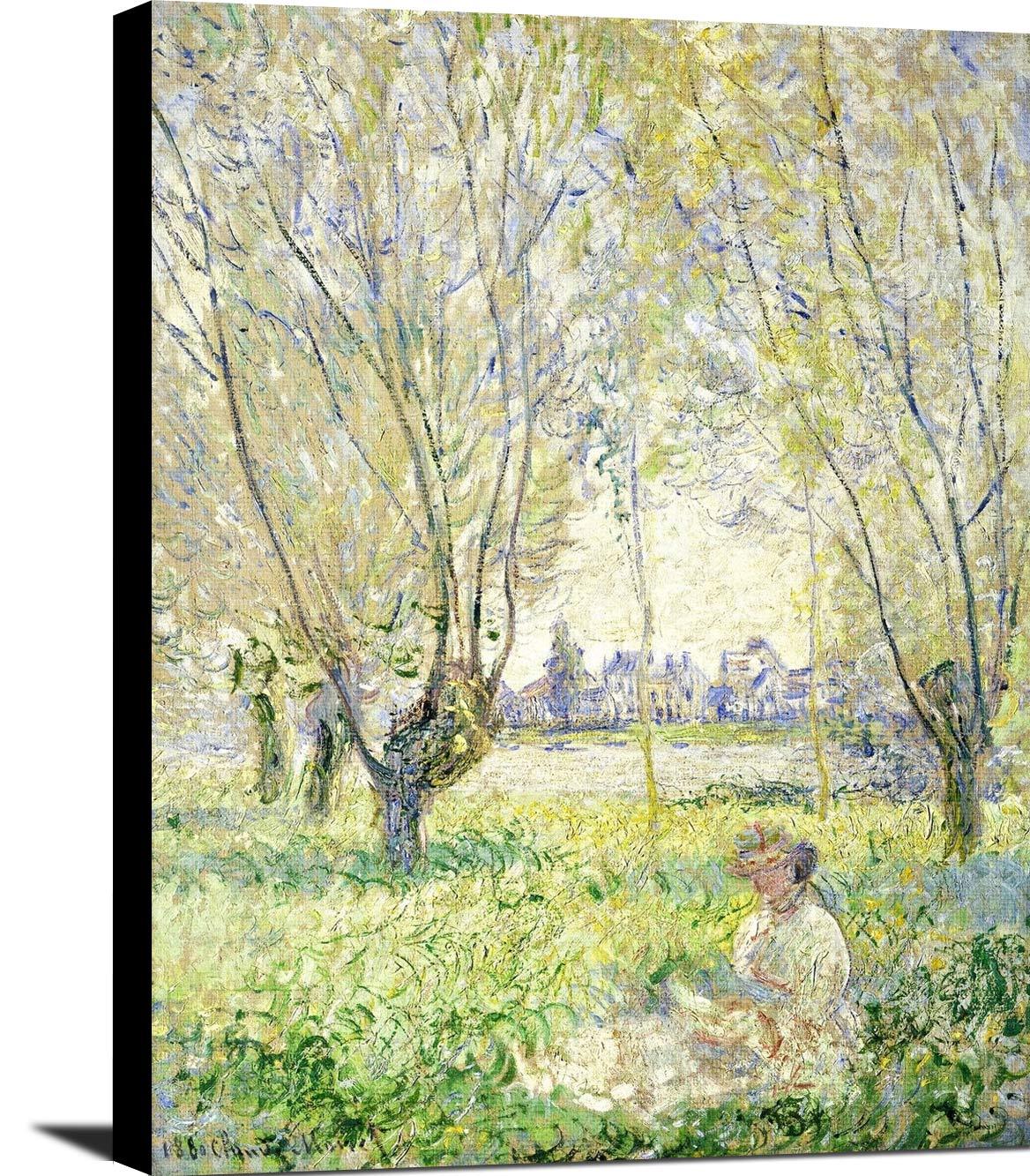 Woman Seated Under The Willows Painting Claude Monet Canvas Art Fine Art Print