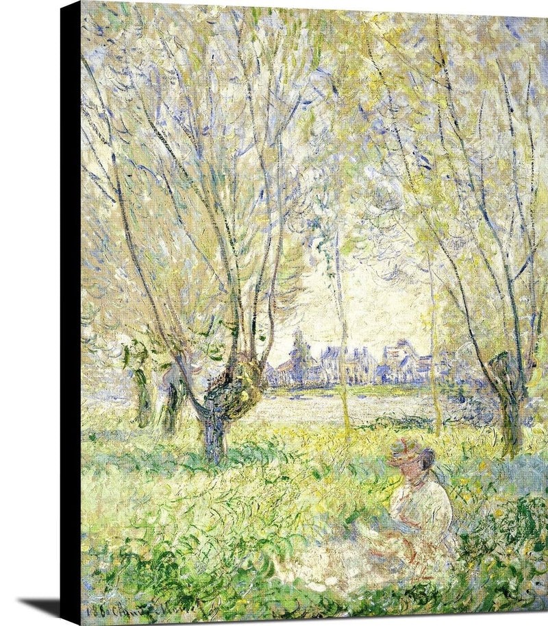 Woman Seated Under The Willows Painting Claude Monet Canvas Art Fine Art Print