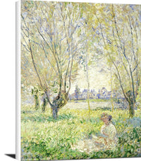 Woman Seated Under The Willows Painting Claude Monet Canvas Art Fine Art Print