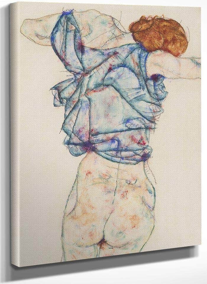 Woman Undressing By Egon Schiele Fine Art Print