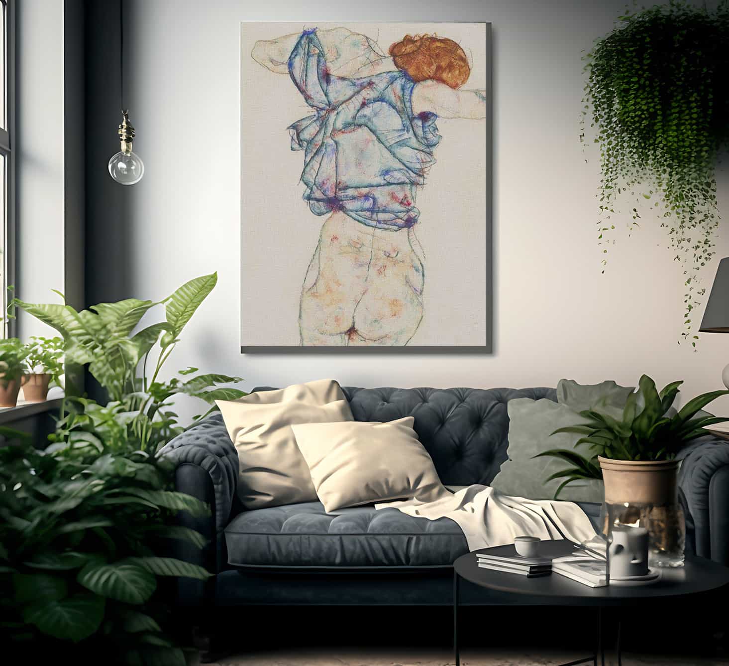 Woman Undressing By Egon Schiele Fine Art Print