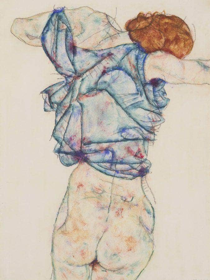 Woman Undressing By Egon Schiele Fine Art Print