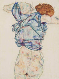 Woman Undressing By Egon Schiele Fine Art Print