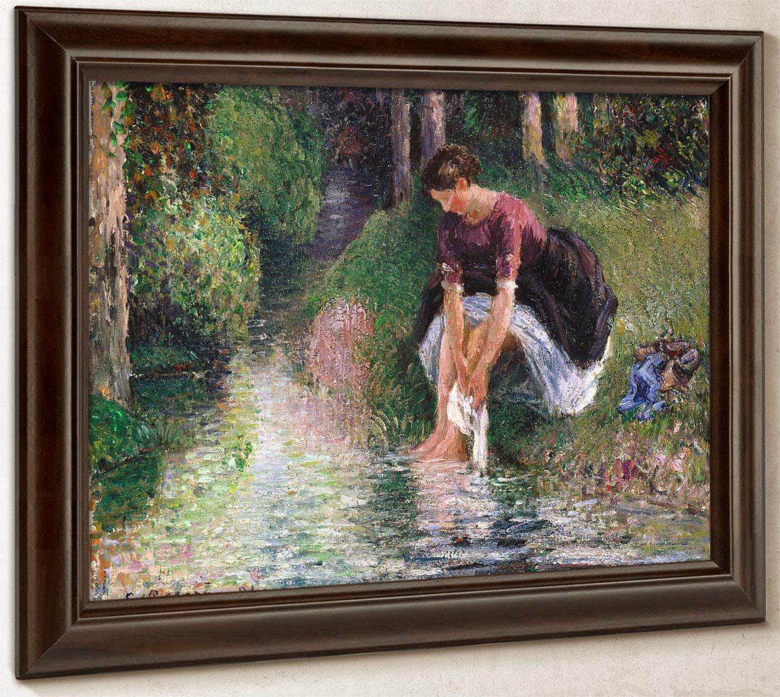 Woman Washing Her Feet In A Brook Camille Pissarro Fine Art Print