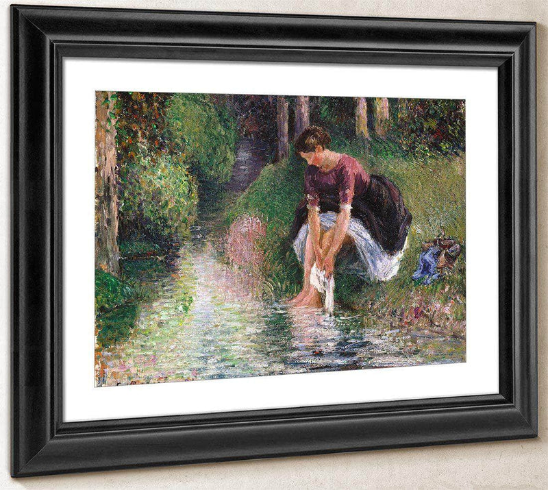 Woman Washing Her Feet In A Brook Camille Pissarro Fine Art Print