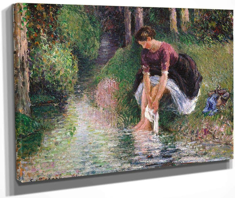 Woman Washing Her Feet In A Brook Camille Pissarro Fine Art Print