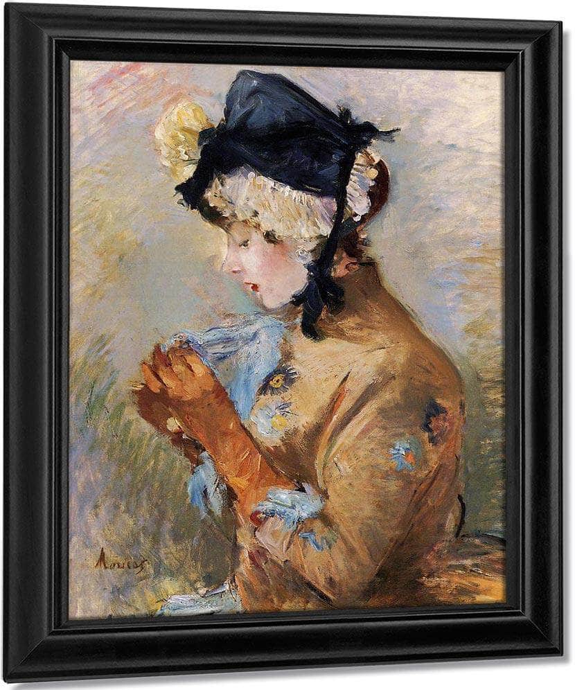 Woman Wearing Gloves Aka The Parisian 1885 Oil On Canvas Private Collection By Berthe Morisot Fine Art Print