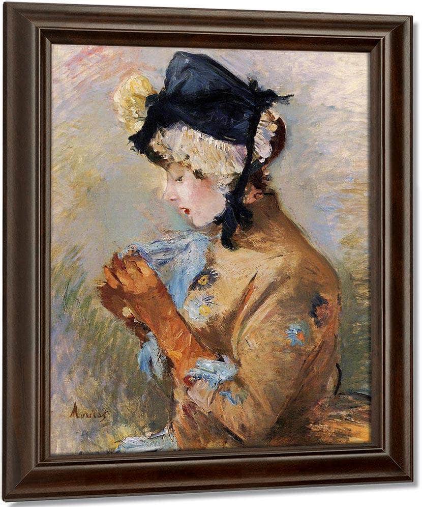 Woman Wearing Gloves Aka The Parisian 1885 Oil On Canvas Private Collection By Berthe Morisot Fine Art Print