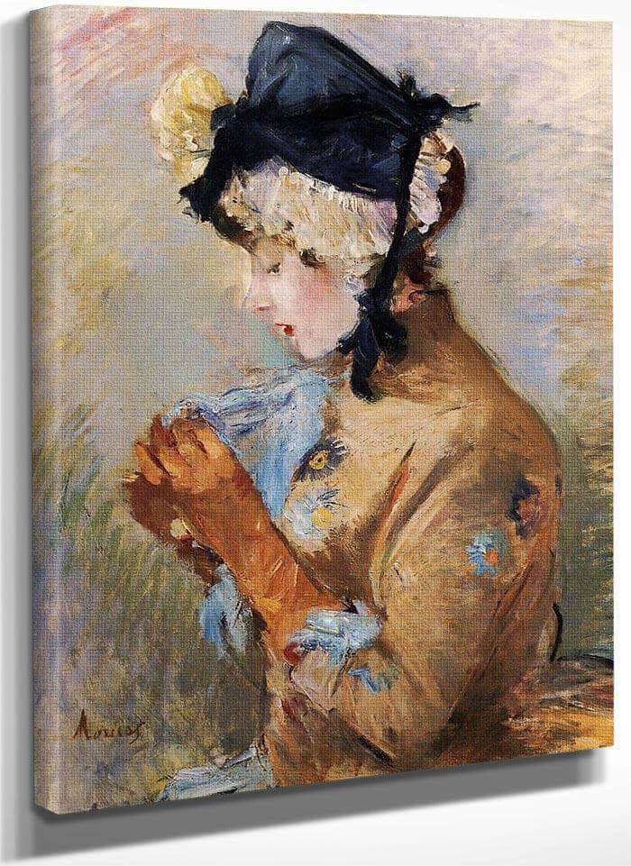 Woman Wearing Gloves Aka The Parisian 1885 Oil On Canvas Private Collection By Berthe Morisot Fine Art Print