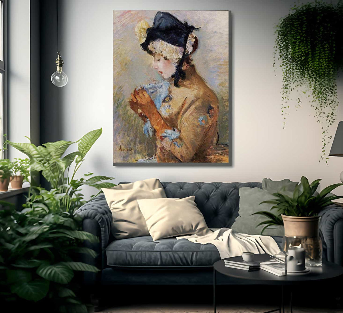 Woman Wearing Gloves Aka The Parisian 1885 Oil On Canvas Private Collection By Berthe Morisot Fine Art Print