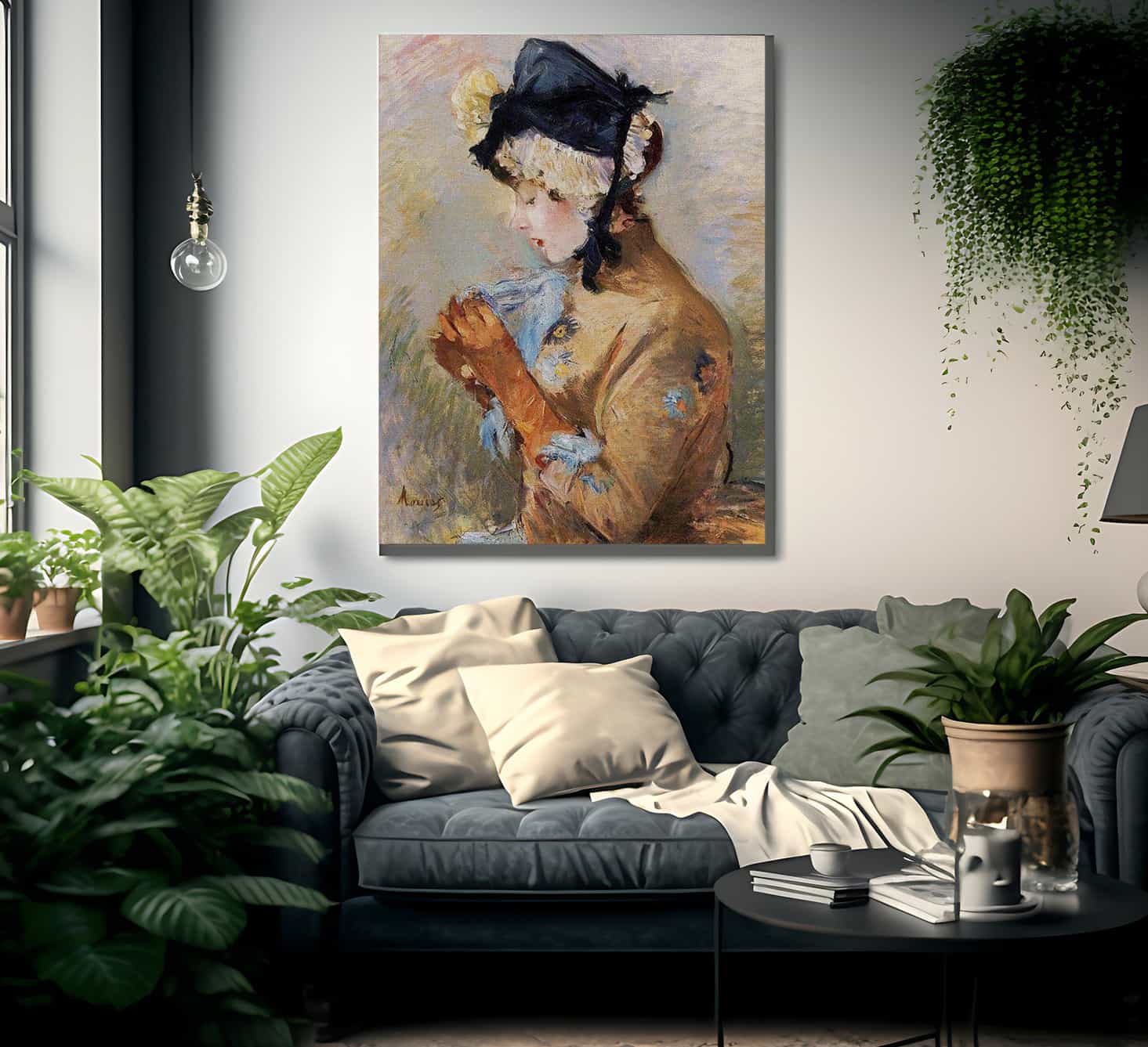 Woman Wearing Gloves Aka The Parisian 1885 Oil On Canvas Private Collection By Berthe Morisot Fine Art Print